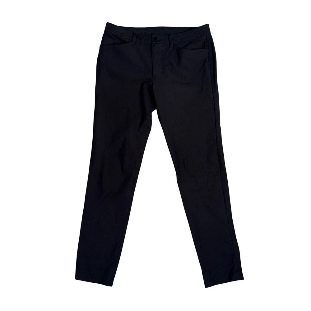 Lululemon ABC Slim-Fit Pants Mens 32 Black Excellent Warpstreme Tech Trouser